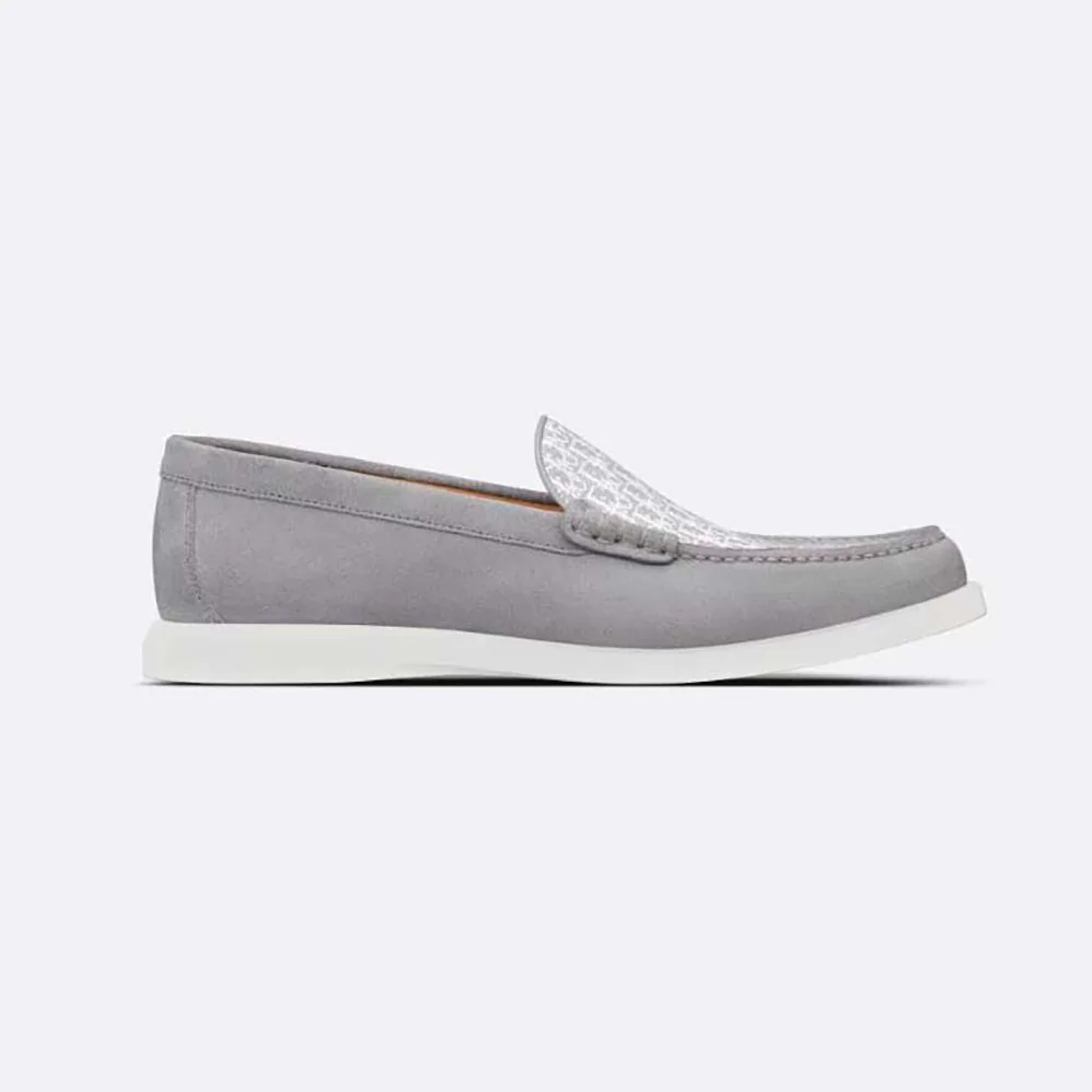 Dior Granville Loafer Dior Gray Suede and Dior Oblique Jacquard for Men Dior Granville Loafer Dior Gray Suede and Dior Oblique Jacquard for Men