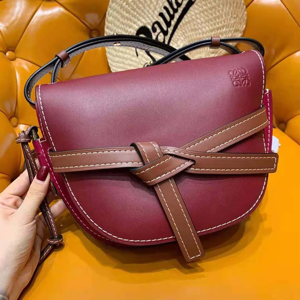 Loewe Small Gate Bag in Soft Calfskin for Women in Maroon Loewe Small Gate Bag in Soft Calfskin for Women in Maroon