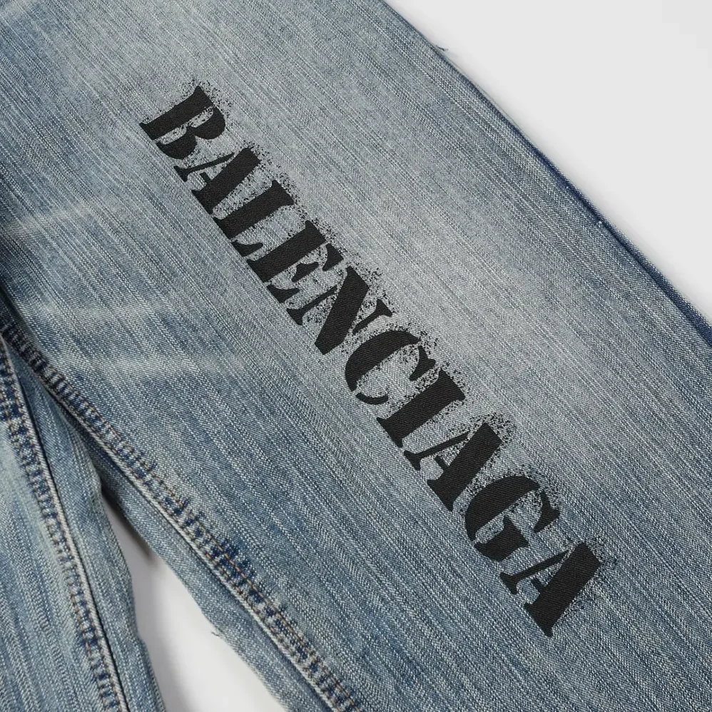 Balenciaga Baggy Pants In Light Blue Cotton Denim for Women Balenciaga Baggy Pants In Light Blue Cotton Denim for Women