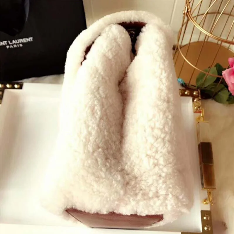 Saint Laurent YSL Loulou Medium in Shearling for Women in White Saint Laurent YSL Loulou Medium in Shearling for Women in White