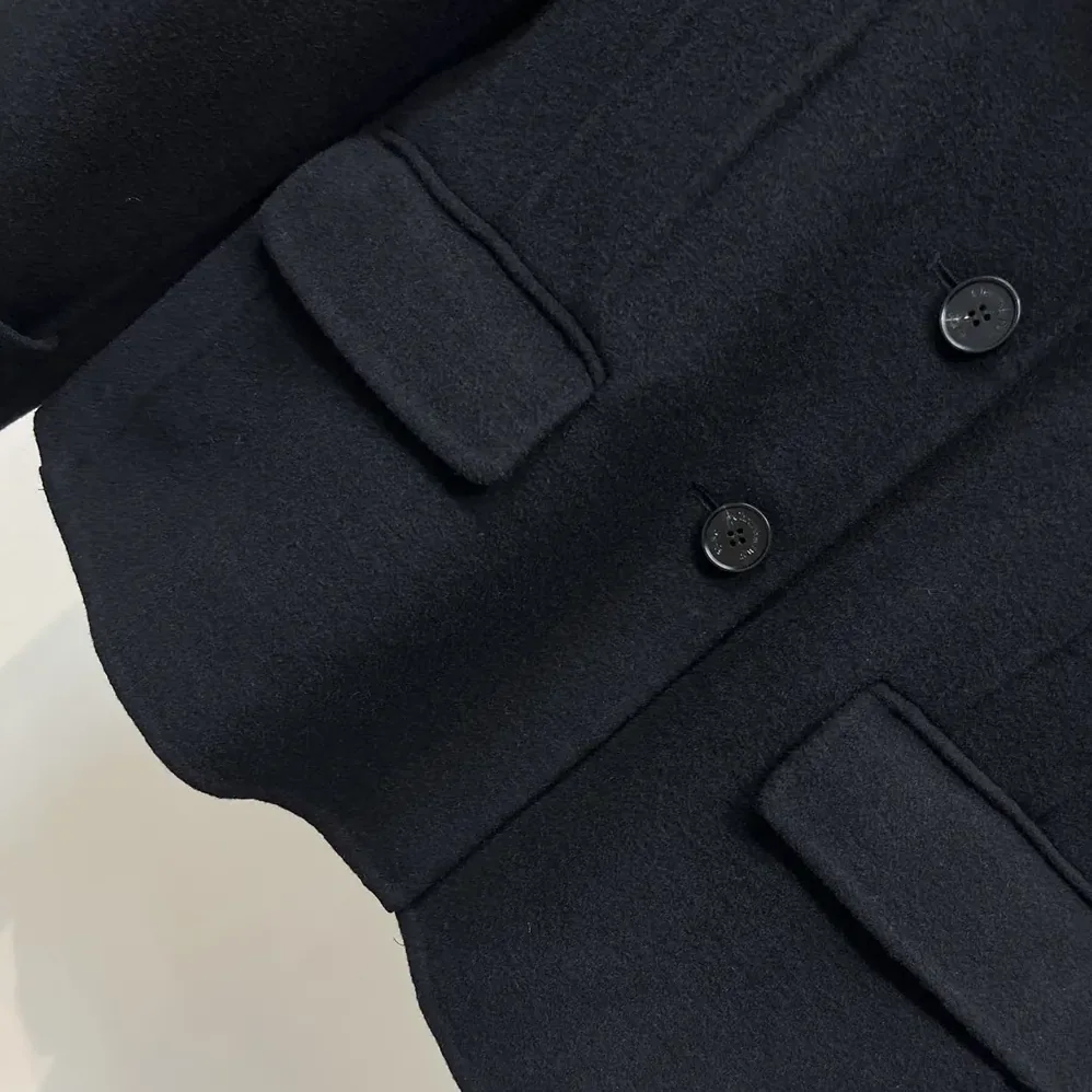 Dior Fitted Jacket with Sailor Collar Black Double-Sided Virgin Wool-Angora for Women in Blend Felt Dior Fitted Jacket with Sailor Collar Black Double-Sided Virgin Wool-Angora for Women in Blend Felt