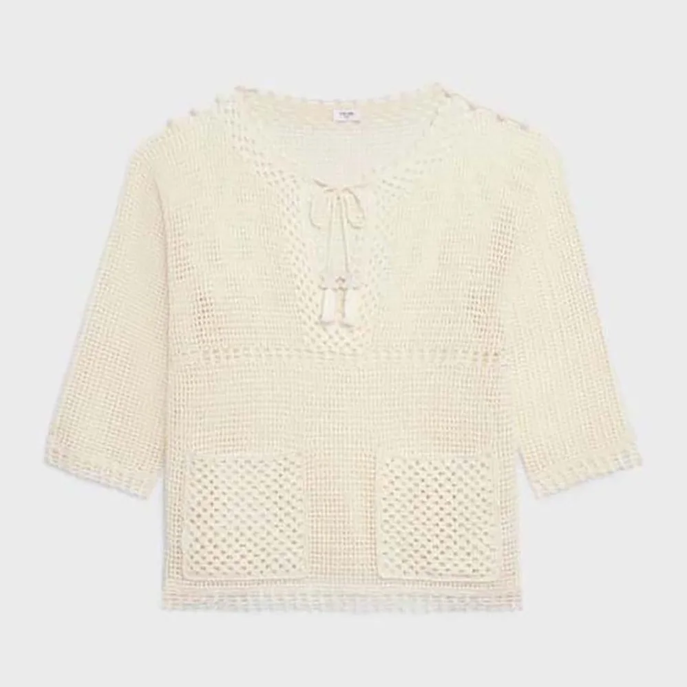 Celine Baja in Crocheted Cotton for Women in Beige Celine Baja in Crocheted Cotton for Women in Beige