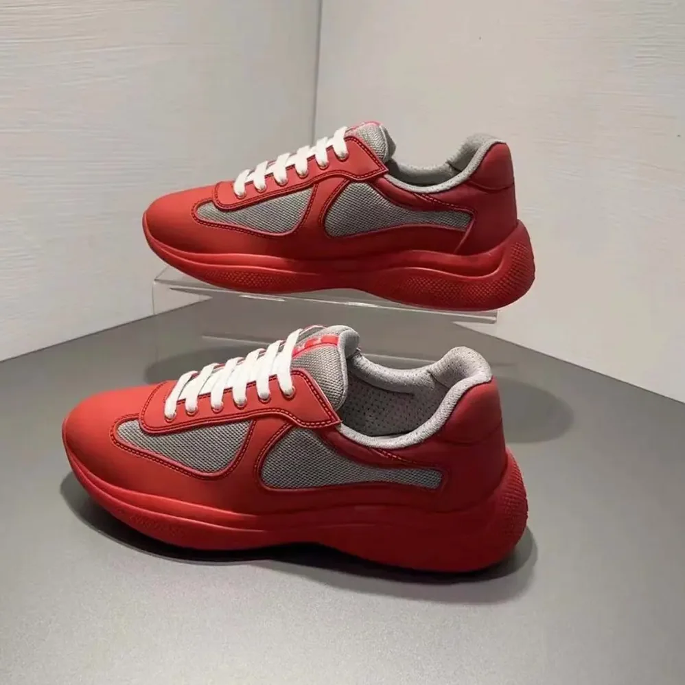 Prada America's Cup Soft Rubber and Bike Fabric Sneakers for Unisex in Red Prada America's Cup Soft Rubber and Bike Fabric Sneakers for Unisex in Red