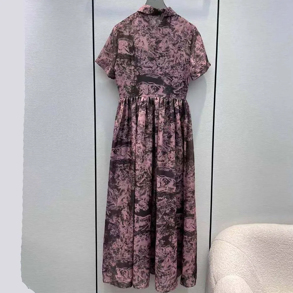 Dior Dioriviera Mid-length Shirt Dress Gray and Pink Cotton Muslin with Toile de Jouy Reverse Motif for Women Dior Dioriviera Mid-length Shirt Dress Gray and Pink Cotton Muslin with Toile de Jouy Reverse Motif for Women