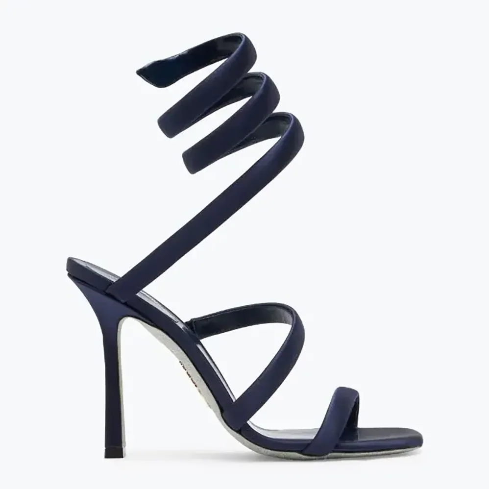 Rene Caovilla Cleopatra Midnight Blue Satin Sandal 105 for Women