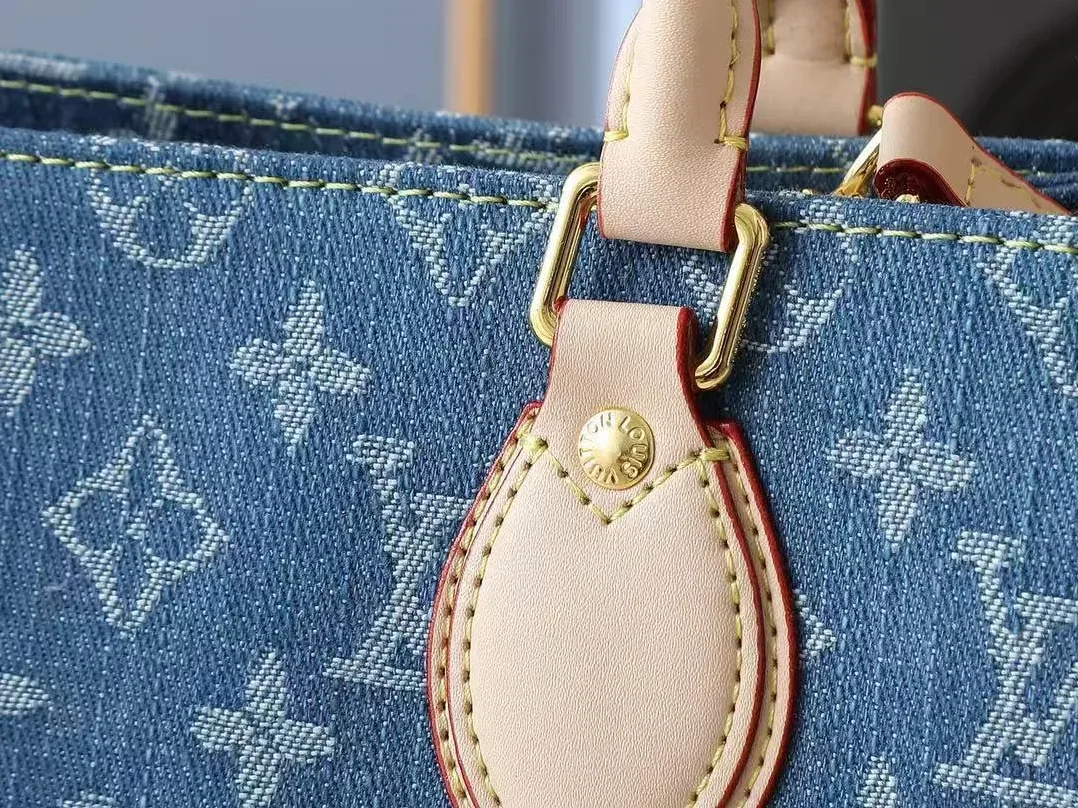 Louis Vuitton OnTheGo PM Tote Bag in Denim Blue Gold Hardware