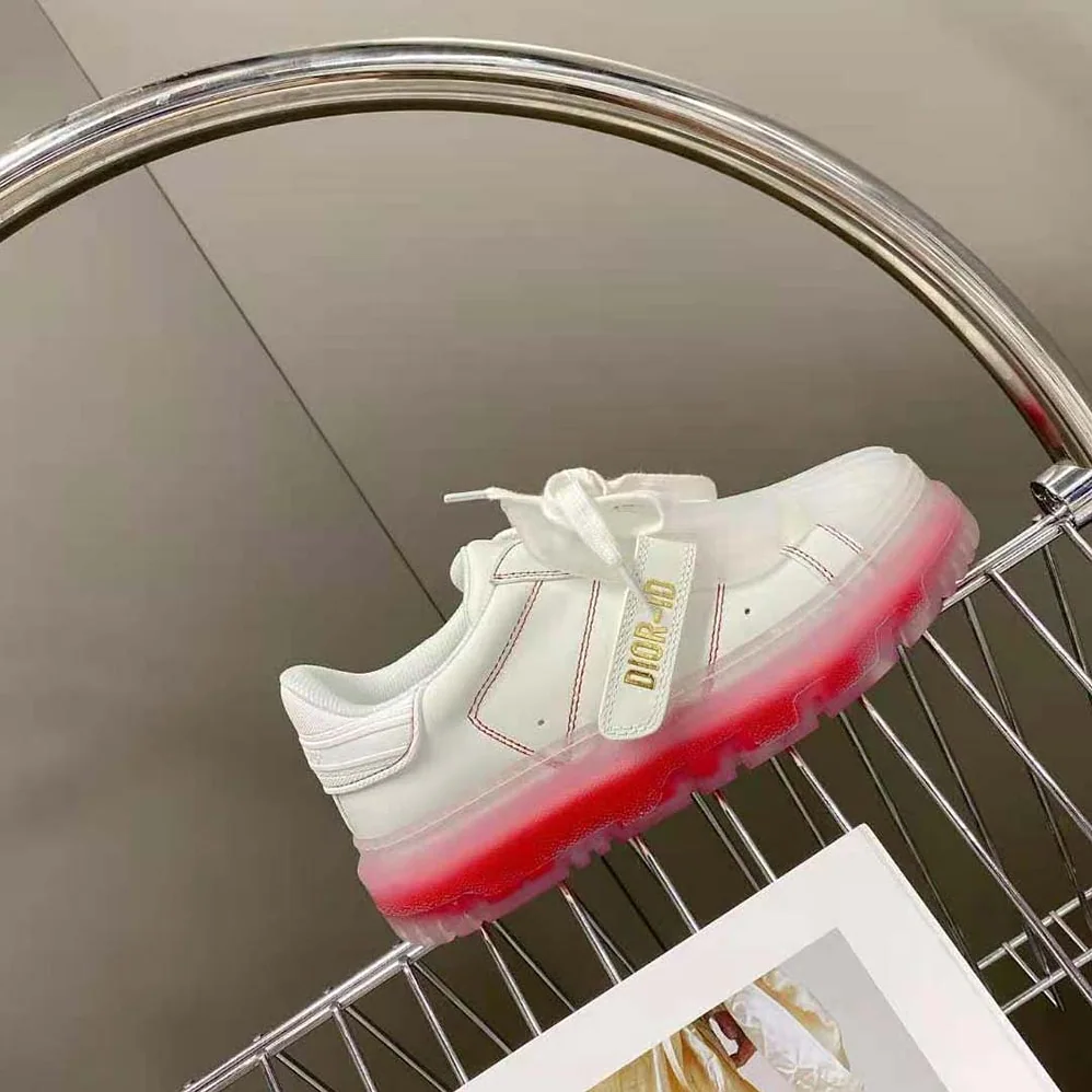 Dior Dior-Id Sneaker White Calfskin and Transparent Red Rubber for Women