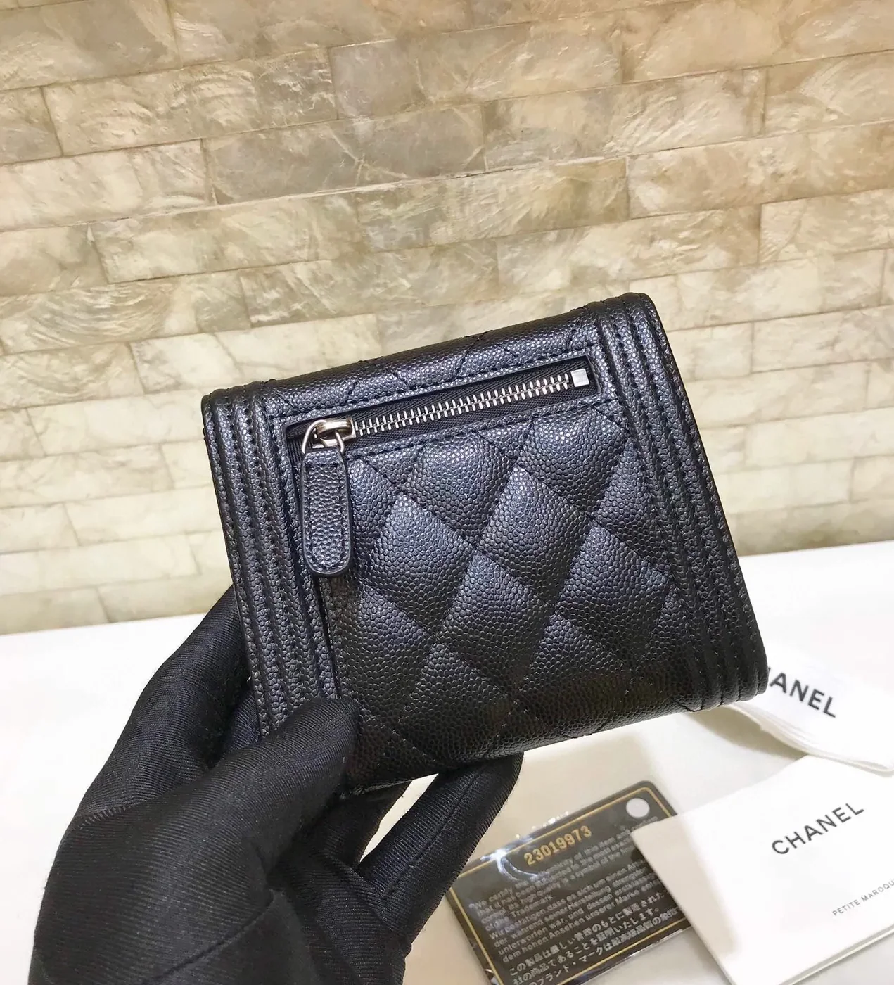 Chanel CO-CO Flap Card Holder Wallet Black Silver Hardware / Chanel CO-CO Flap Card Holder Wallet Black Silver Hardware /