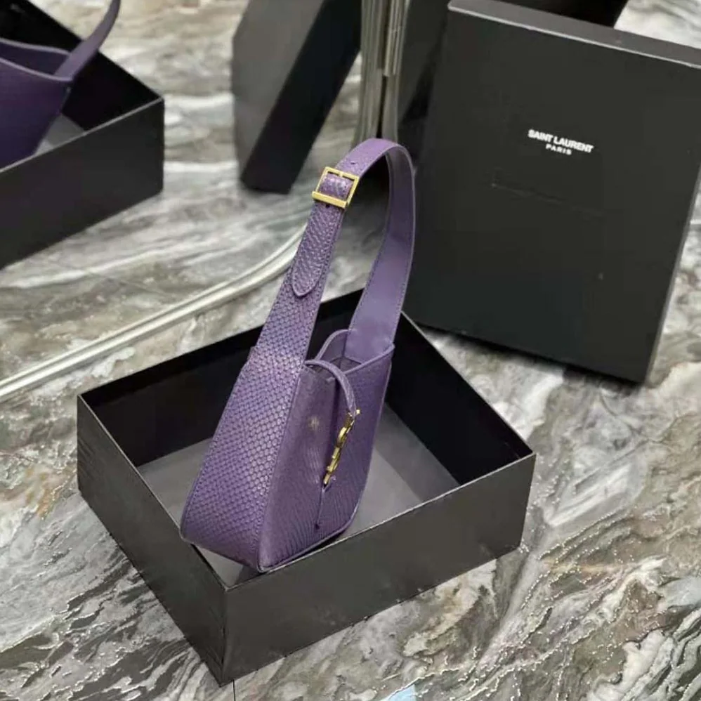 Saint Laurent YSL Le 5 A 7 Hobo Bag in Python for Women in Purple