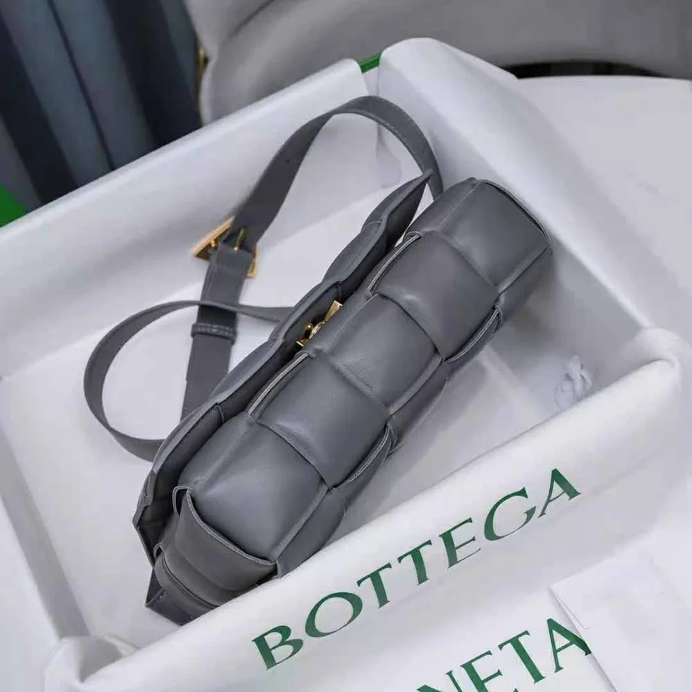 Bottega Veneta Padded Cassette Padded Intreccio Leather Cross-Body Bag for Women in Gray Bottega Veneta Padded Cassette Padded Intreccio Leather Cross-Body Bag for Women in Gray