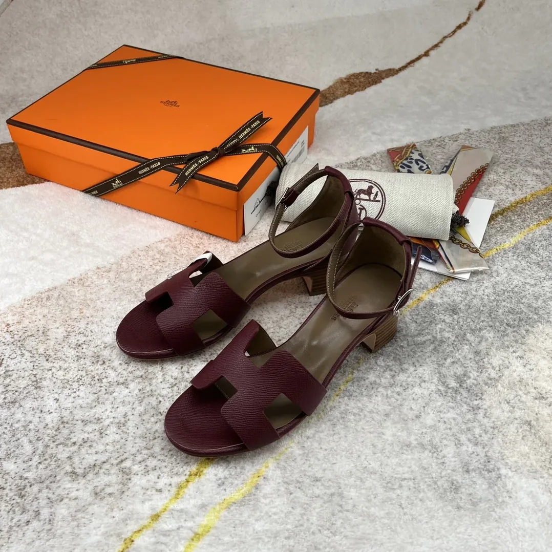 Hermes Encens 50 Sandal Burgundy Hermes Encens 50 Sandal Burgundy