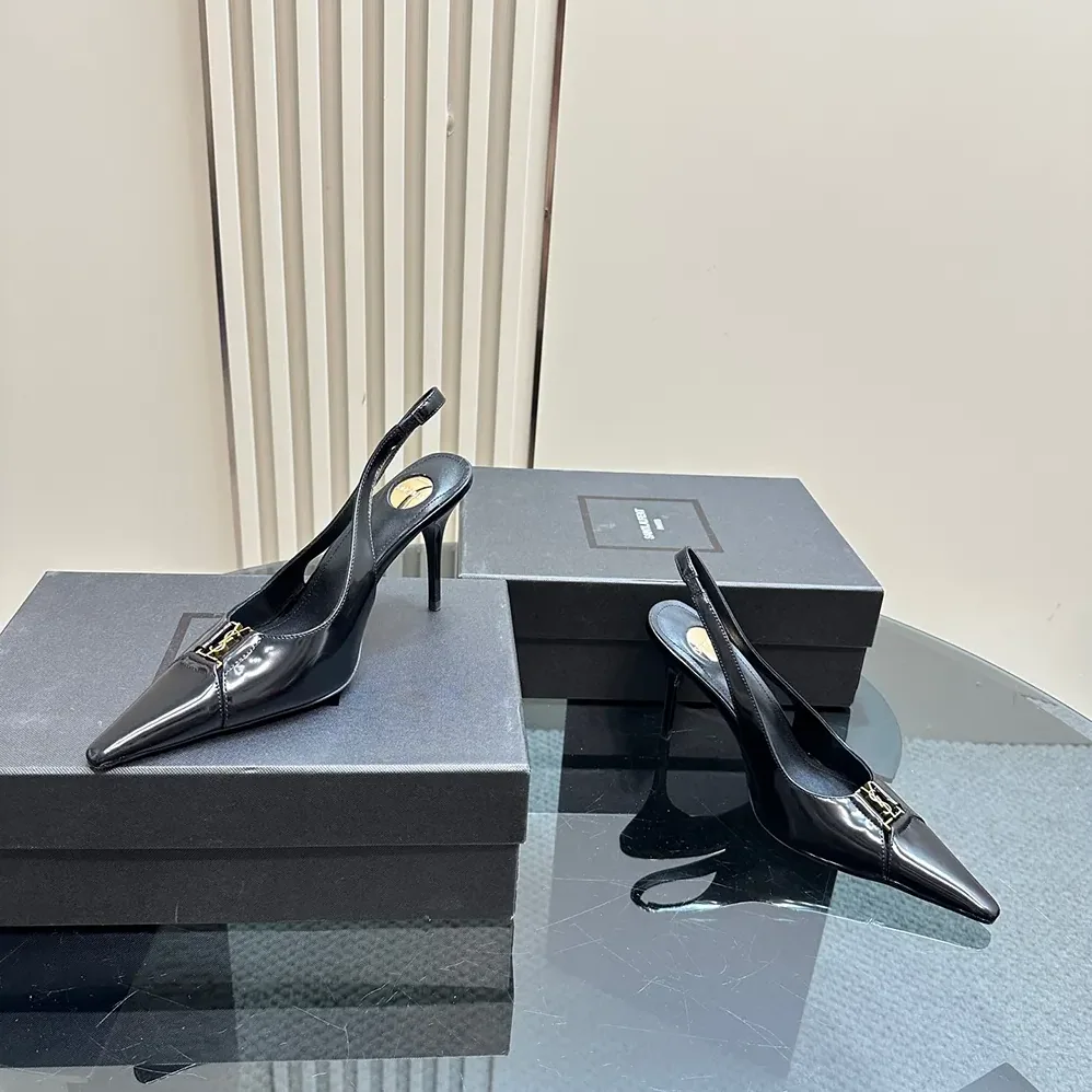 Saint Laurent YSL Babylone Breteuil Slingback Pumps in Smooth Leather for Women in Black Saint Laurent YSL Babylone Breteuil Slingback Pumps in Smooth Leather for Women in Black