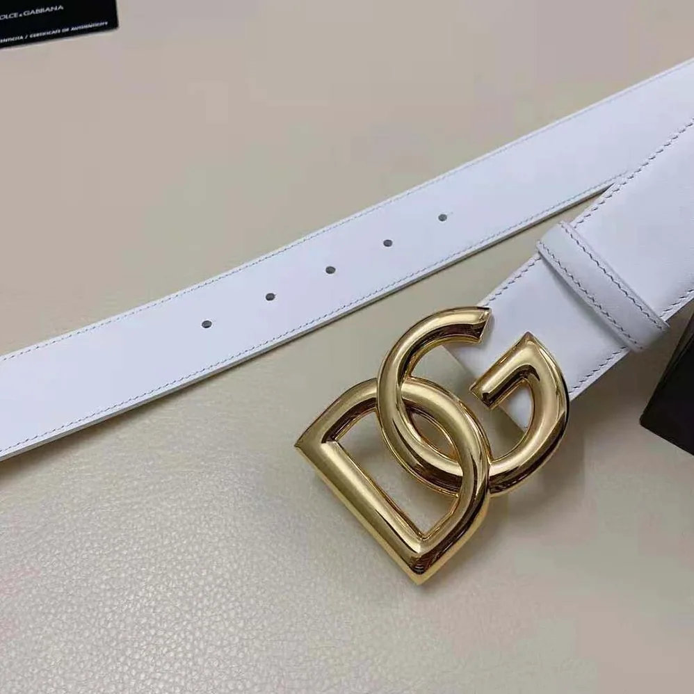 Dolce Gabbana D&G Calfskin Belt with DG Logo for Women in White Dolce Gabbana D&G Calfskin Belt with DG Logo for Women in White