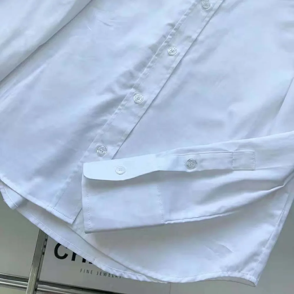 Miu Miu Cropped Poplin Shirt with Embroidered Logo for Women in White