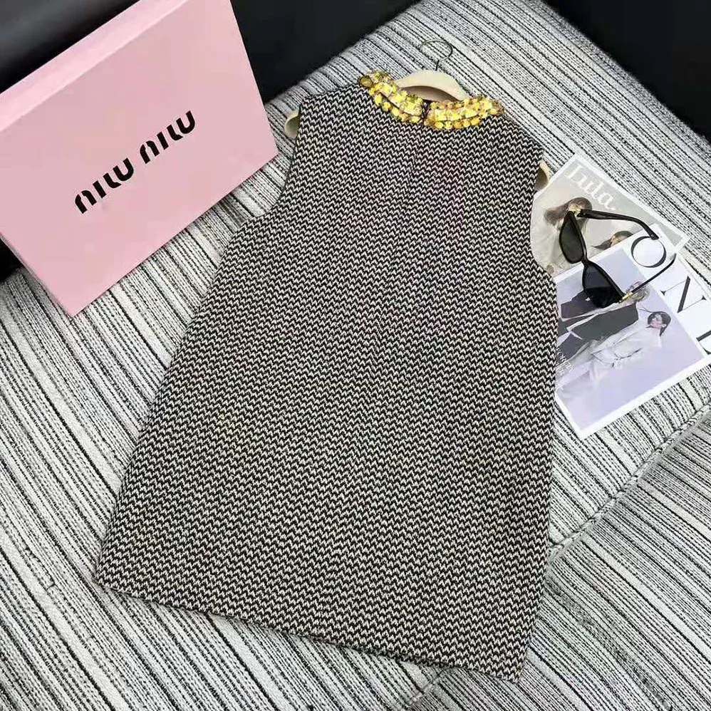 Miu Miu Embroidered Bouclé Mini for Women in dress with Embroidered Logo Miu Miu Embroidered Bouclé Mini for Women in dress with Embroidered Logo