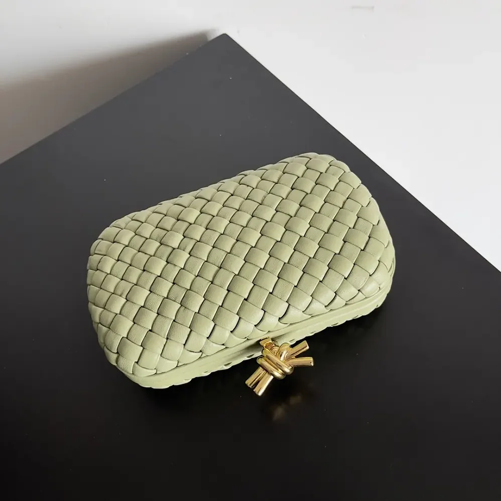 Bottega Veneta Knot Minaudière Clutch in Calfskin Leather for Women in Lime Bottega Veneta Knot Minaudière Clutch in Calfskin Leather for Women in Lime