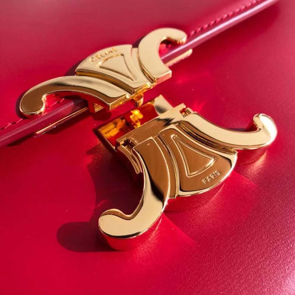 Celine Teen Triomphe Bag in Shiny Calfskin for Women in Red Celine Teen Triomphe Bag in Shiny Calfskin for Women in Red