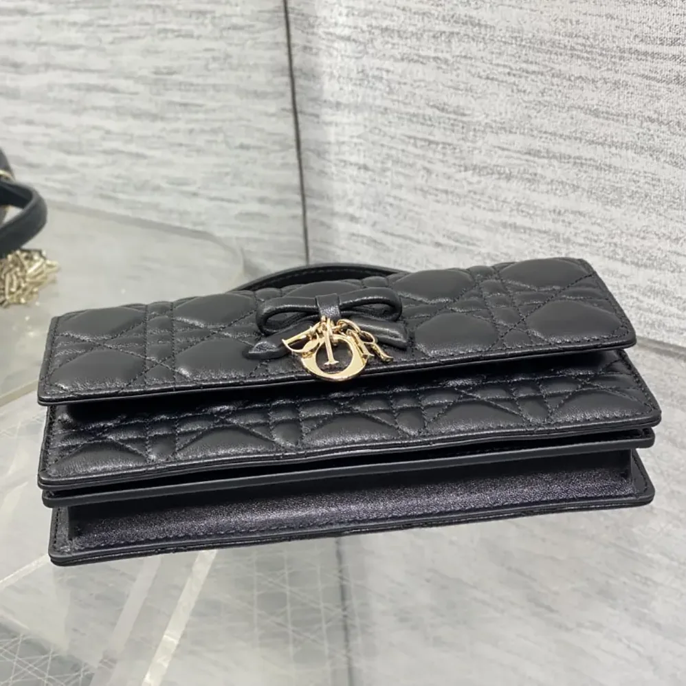 Dior My Dior Mini Bag Black Cannage Lambskin for Women