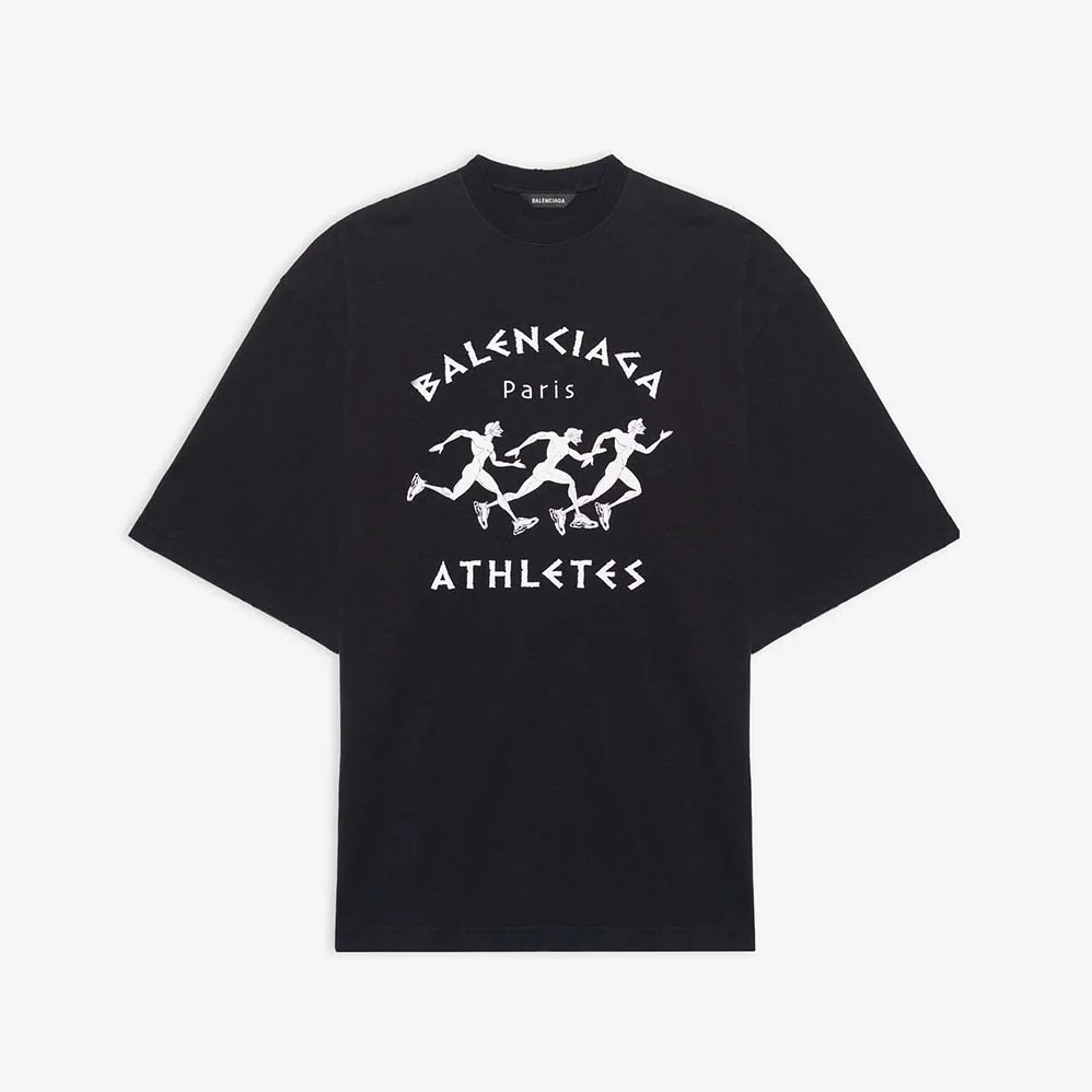 Balenciaga Marathon XL T-shirt in Black and White Vintage Jersey for Women