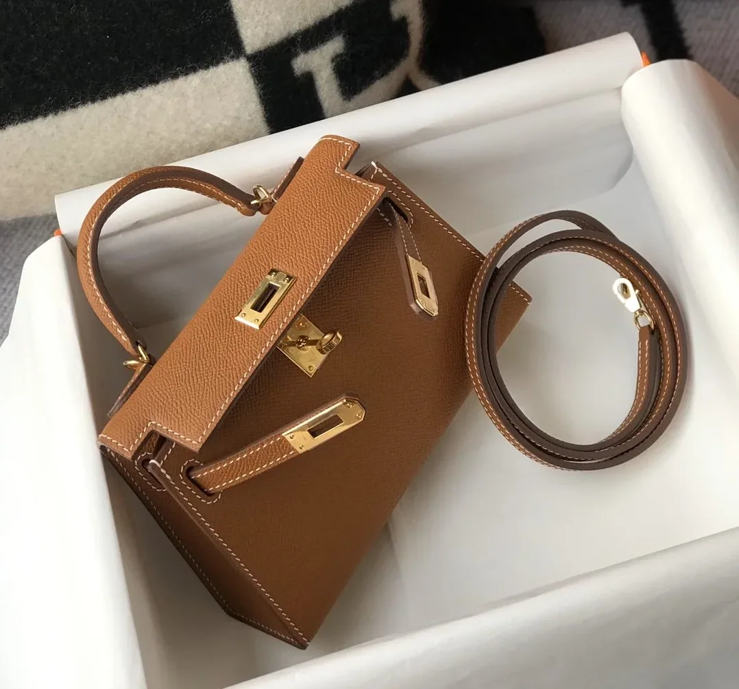 Hermes Mini Kelly 19 Sellier Epsom Brown Bag