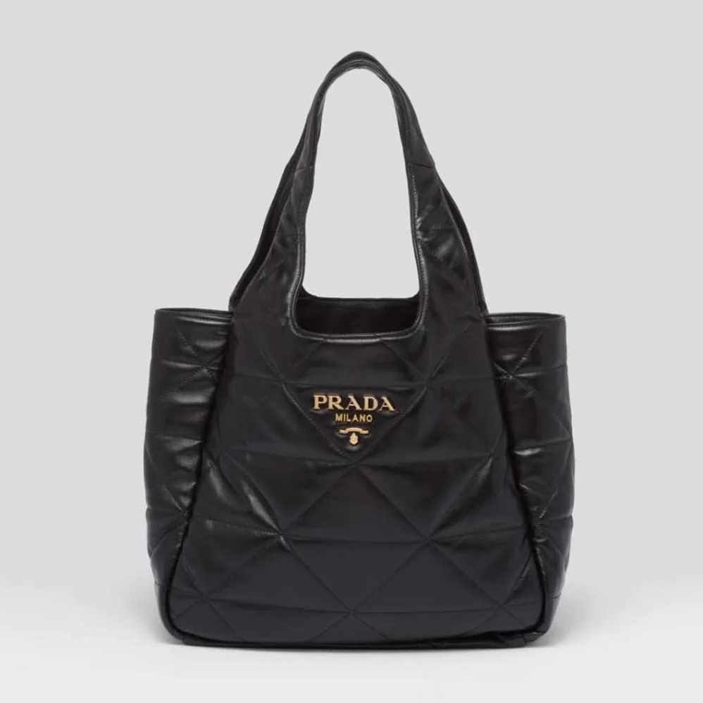 Prada Medium Nappa-Leather Tote Bag with Topstitching for Women