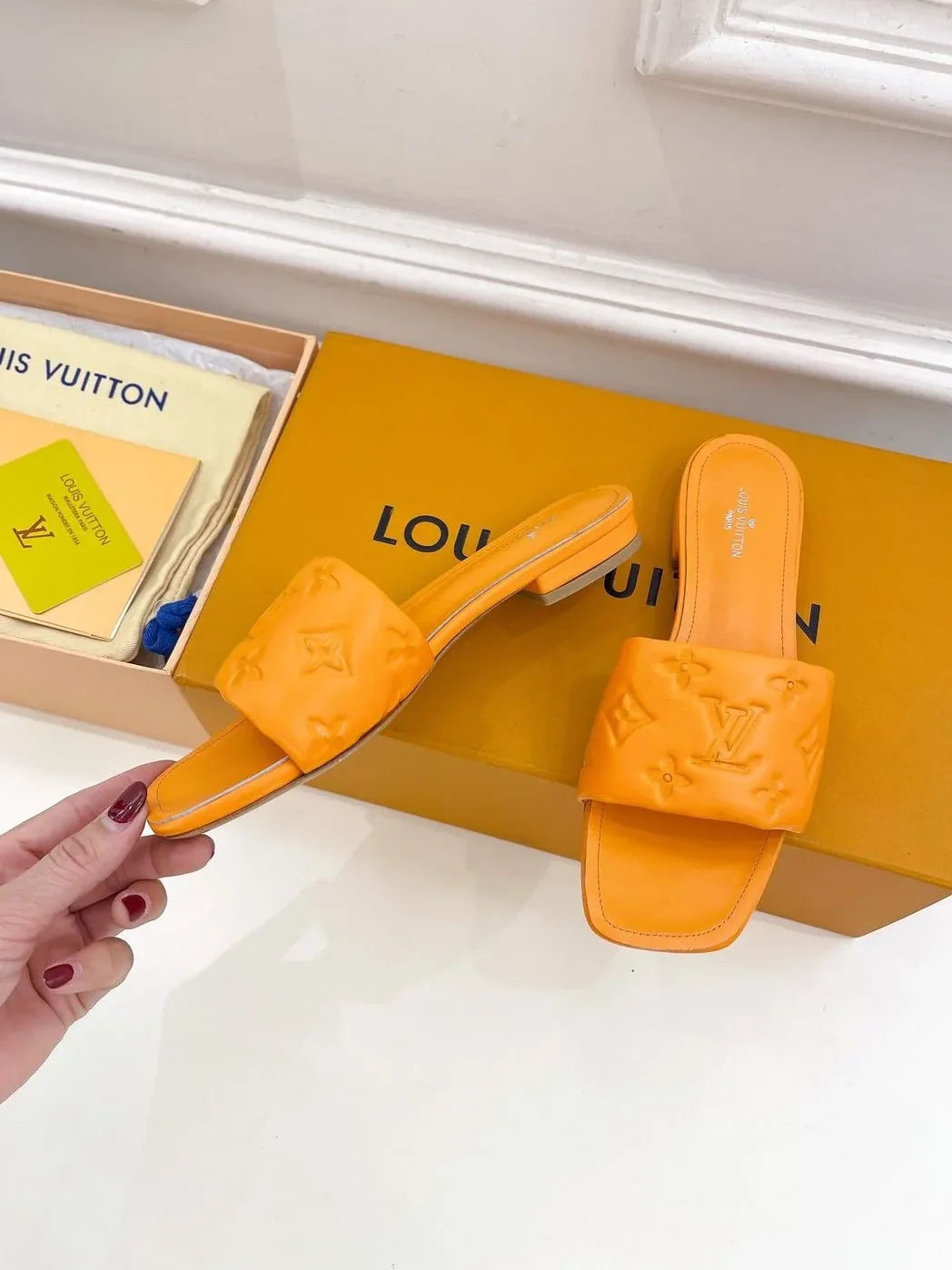 Louis Vuitton Revival Flat Mule Orange for Women Louis Vuitton Revival Flat Mule Orange for Women