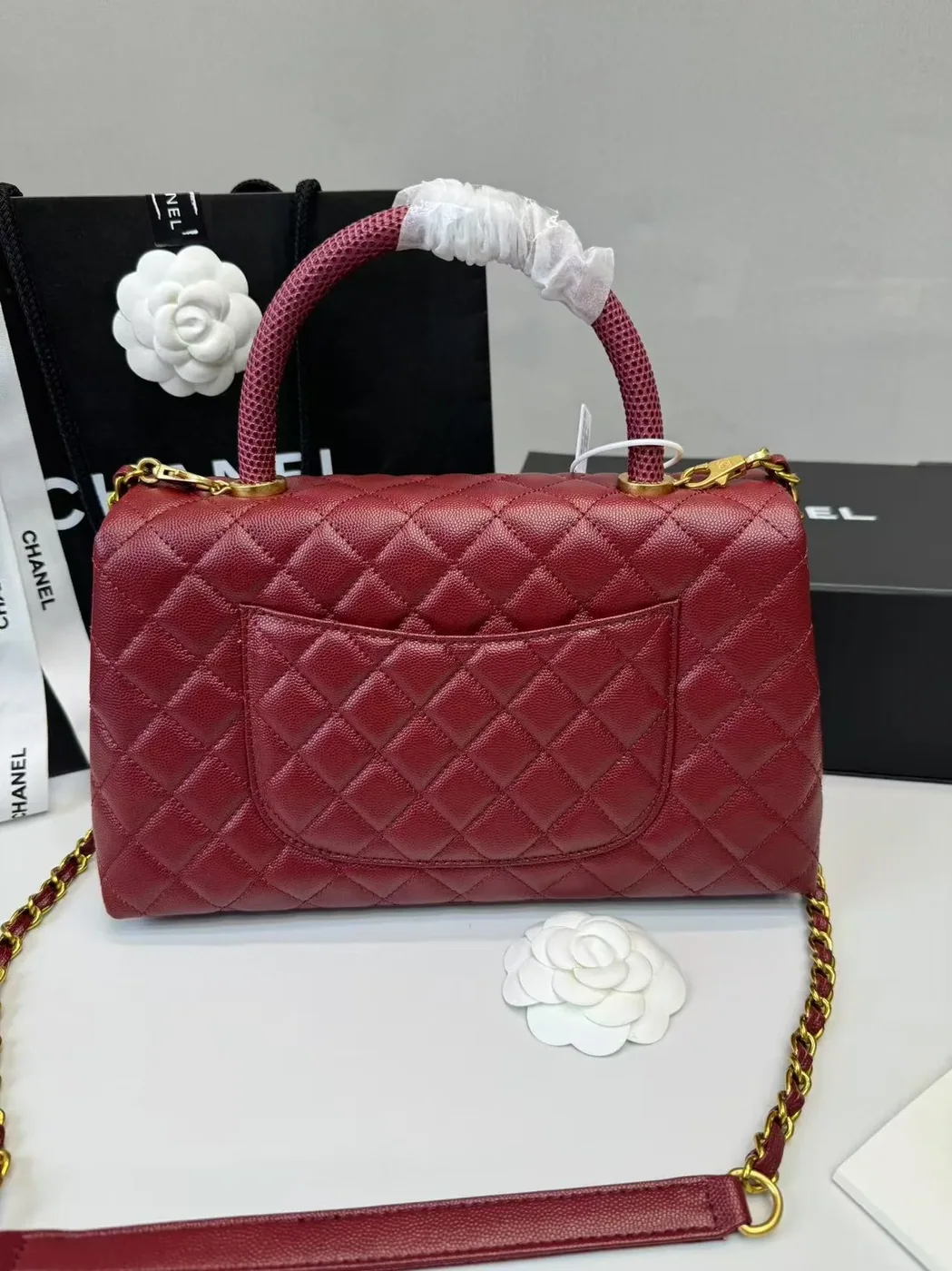 Chanel Handbag With Top Handle Dark Red / Chanel Handbag With Top Handle Dark Red /