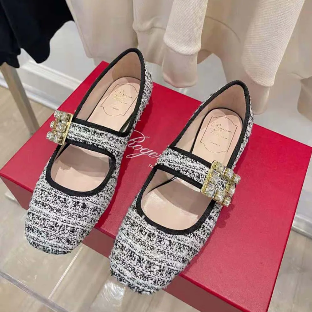 Roger Vivier Tres Vivier Strass Buckle Babies Ballerinas in Fabrics for Women Roger Vivier Tres Vivier Strass Buckle Babies Ballerinas in Fabrics for Women