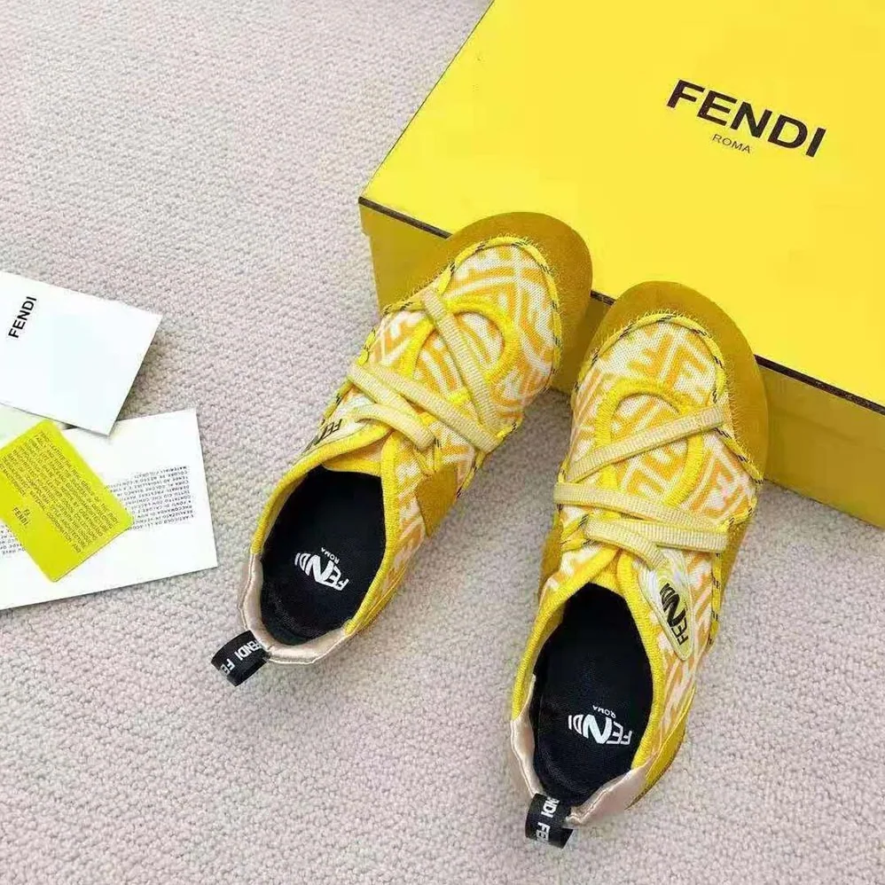 Fendi Flex Yellow Suede Sneakers for Women