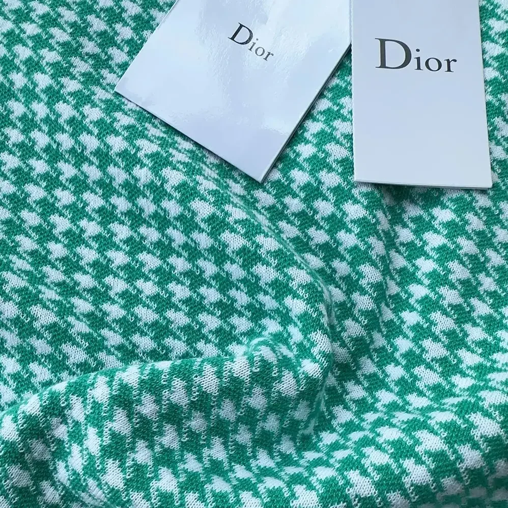 Dior Dioriviera Jacket White and Aquamarina Houndstooth Technical Knit for Women