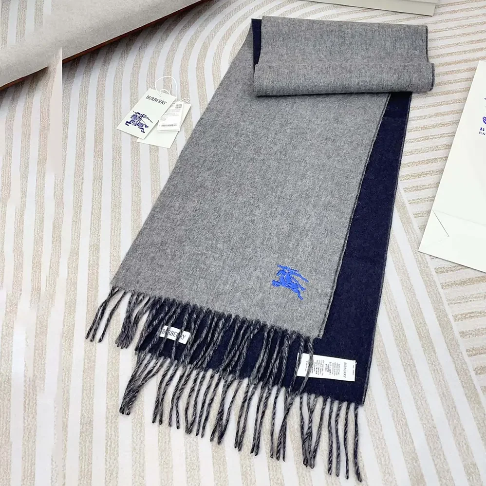 Burberry Reversible Cashmere Scarf for Unisex in Grey
