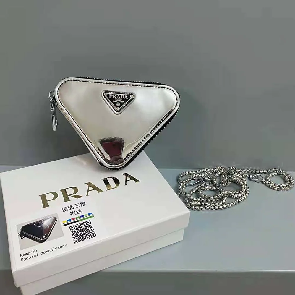 Prada Brushed Leather Mini-Pouch for Women in Silver