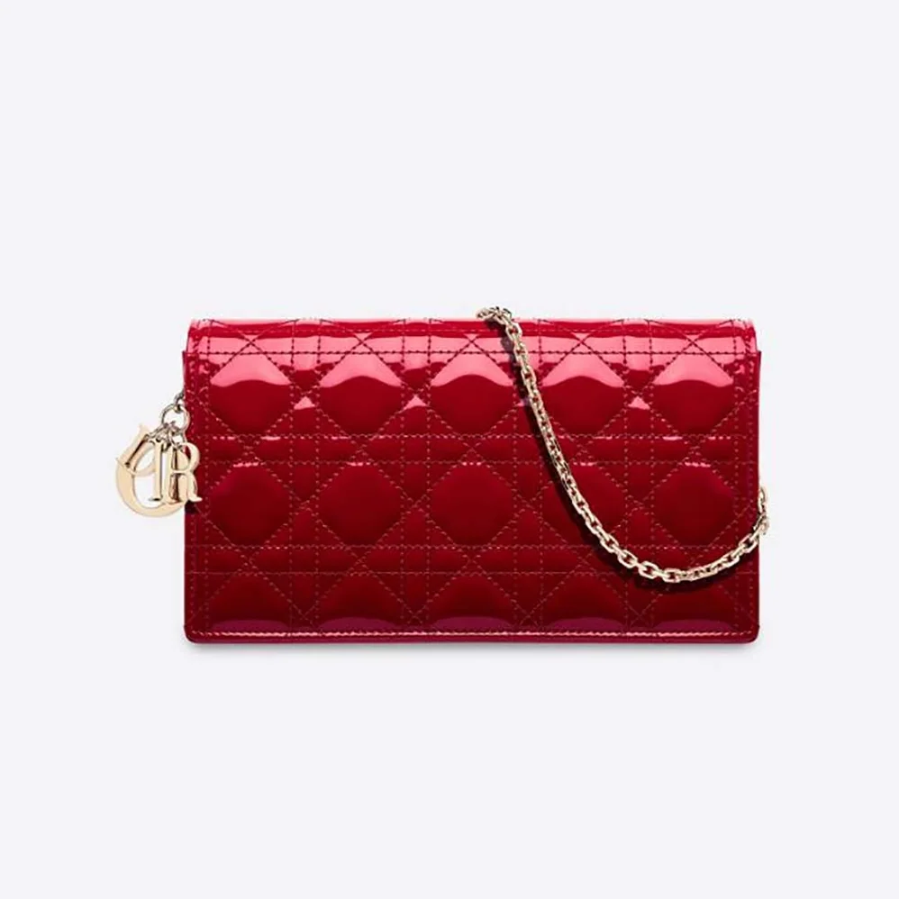 Dior Lady Dior Pouch Patent Cannage Calfskin in Red Dior Lady Dior Pouch Patent Cannage Calfskin in Red
