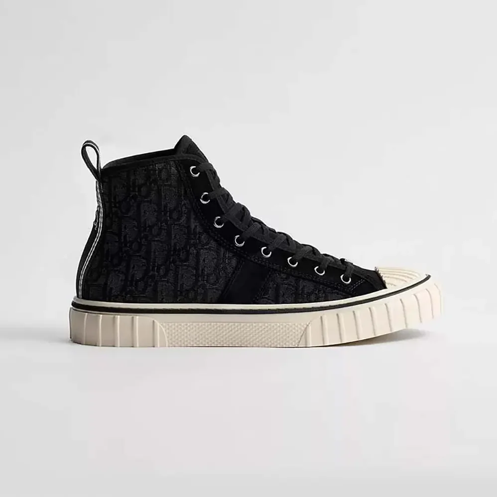 Dior Hooper High-Top Sneaker Black Dior Oblique Jacquard and Black Suede Calfskin for Unisex