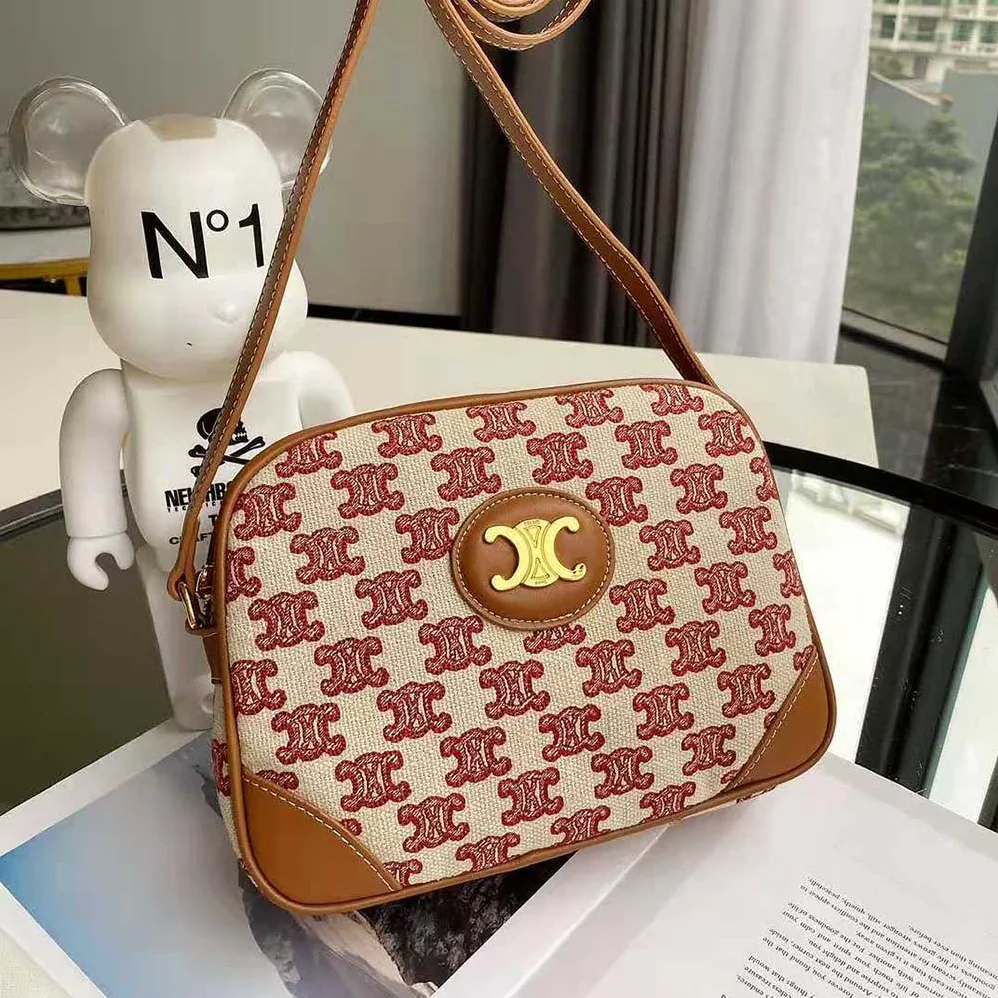 Celine Camera Bag in Textile with Triomphe Embroidery for Women