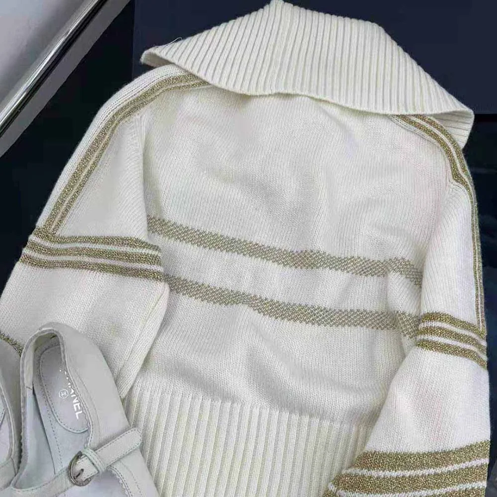 Dior Dioralps Stand Collar Sweater Beige Three-Tone Dior Star Wool Knit and Cashmere for Women