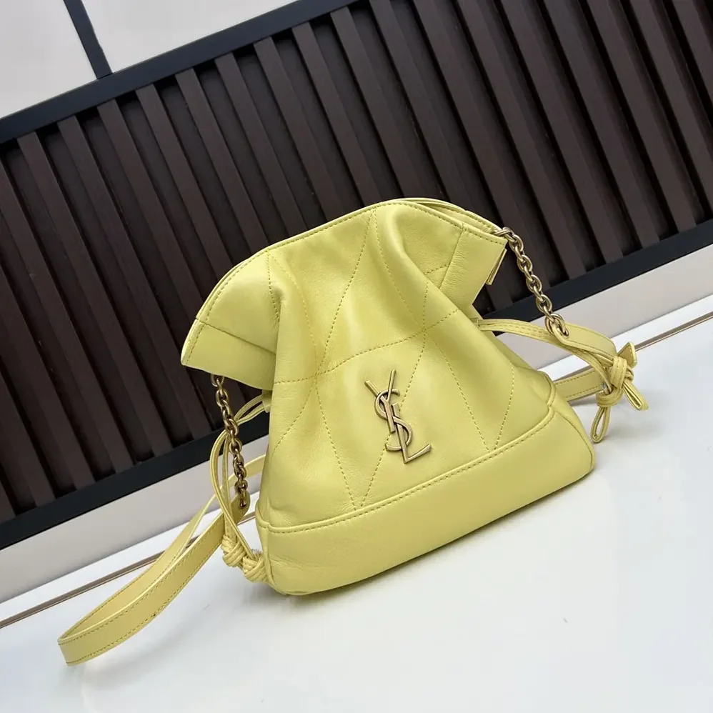Saint Laurent YSL Jamie Mini Shoulder Pouch In Lambskin for Women in Yellow Saint Laurent YSL Jamie Mini Shoulder Pouch In Lambskin for Women in Yellow