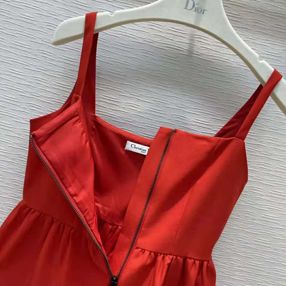 Dior Short Zipped Dress Red Double for Women in Sided Wool Dior Short Zipped Dress Red Double for Women in Sided Wool