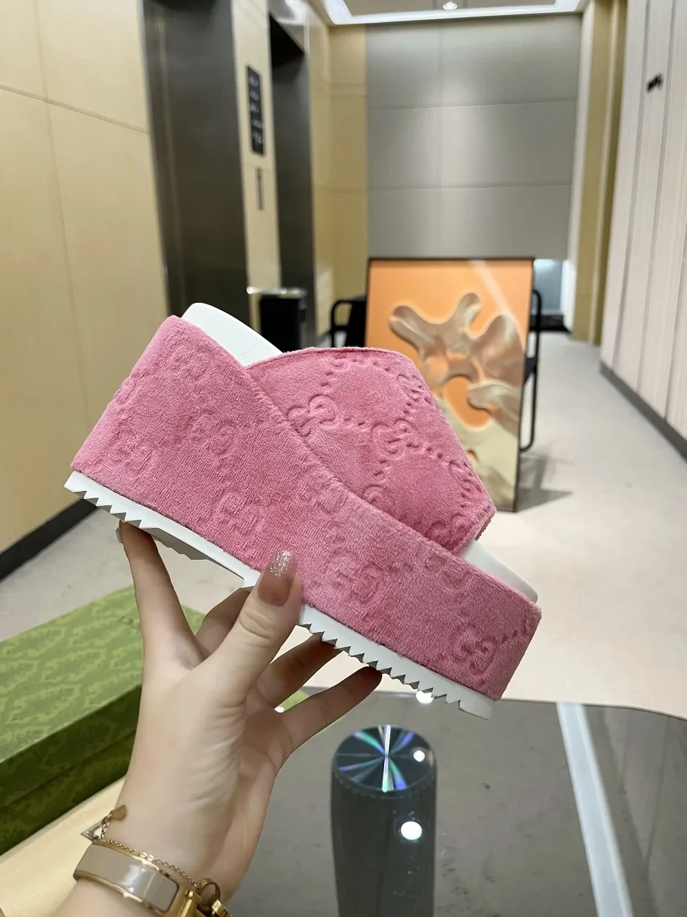 Gucci GG Platform Sandal Pink for Women Gucci GG Platform Sandal Pink for Women