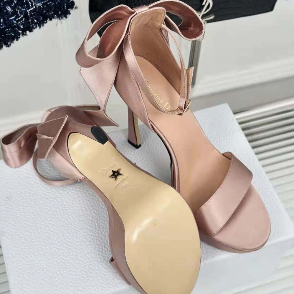 Dior Mlle Dior Heeled Sandal Rose Des Vents Satin for Women