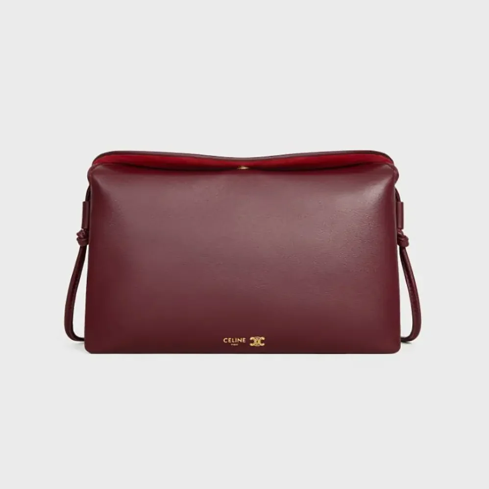 Celine Trio Flap In Smooth Lambskin for Women in Maroon Celine Trio Flap In Smooth Lambskin for Women in Maroon