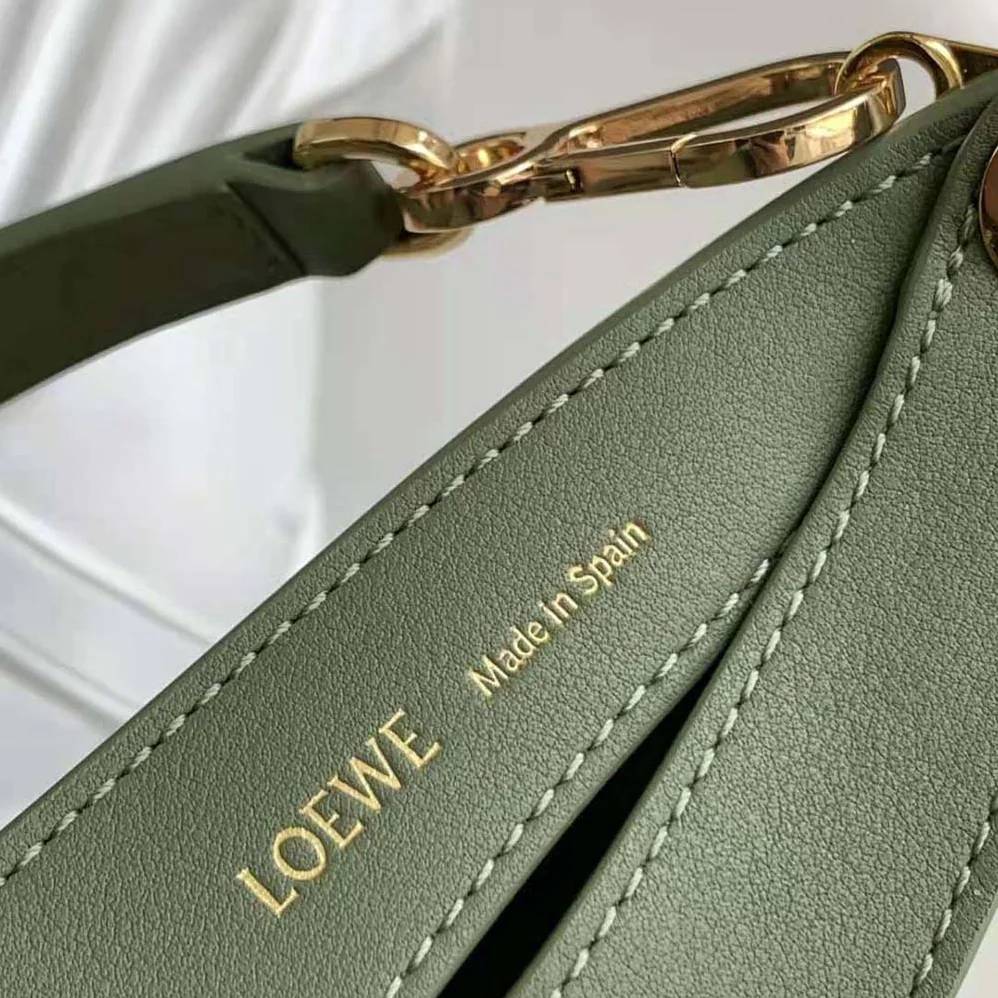 Loewe Luna Bag in Anagram Jacquard and Classic Calfskin for Women in Green Loewe Luna Bag in Anagram Jacquard and Classic Calfskin for Women in Green