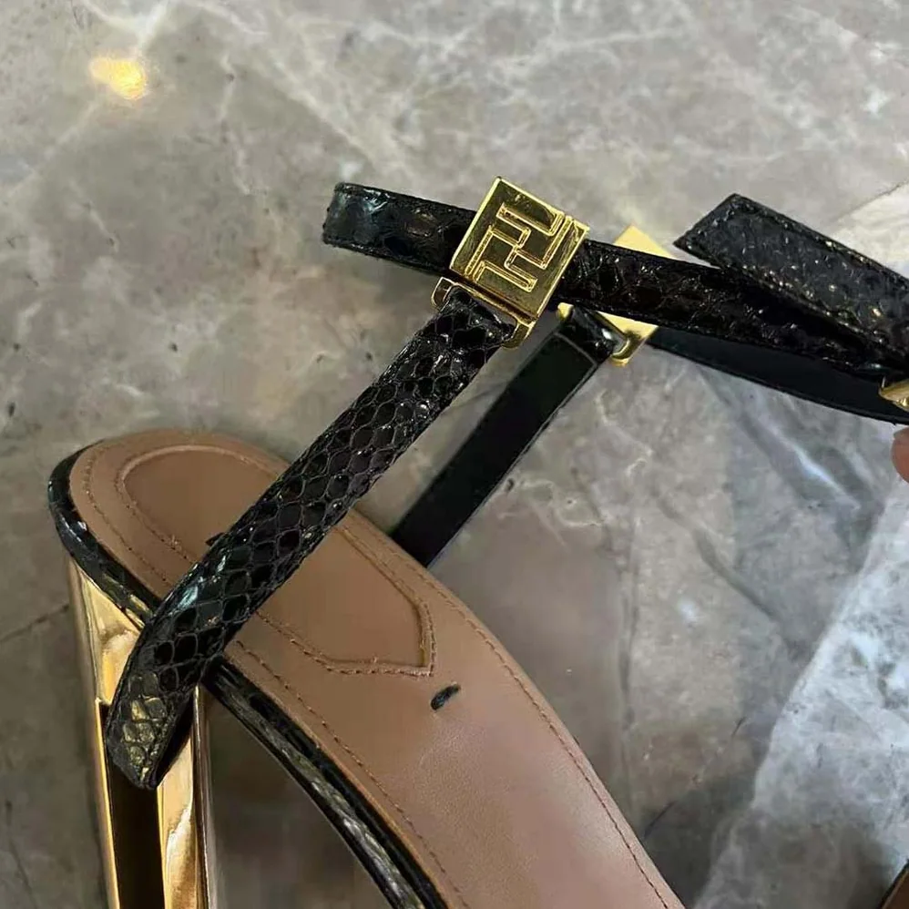 Fendi Delfina Black Karung High for Women in heeled Sandals Fendi Delfina Black Karung High for Women in heeled Sandals