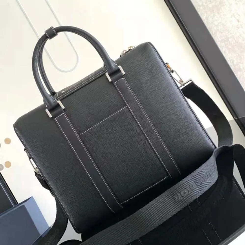 Dior Lingot Briefcase Black Grained Calfskin for Men