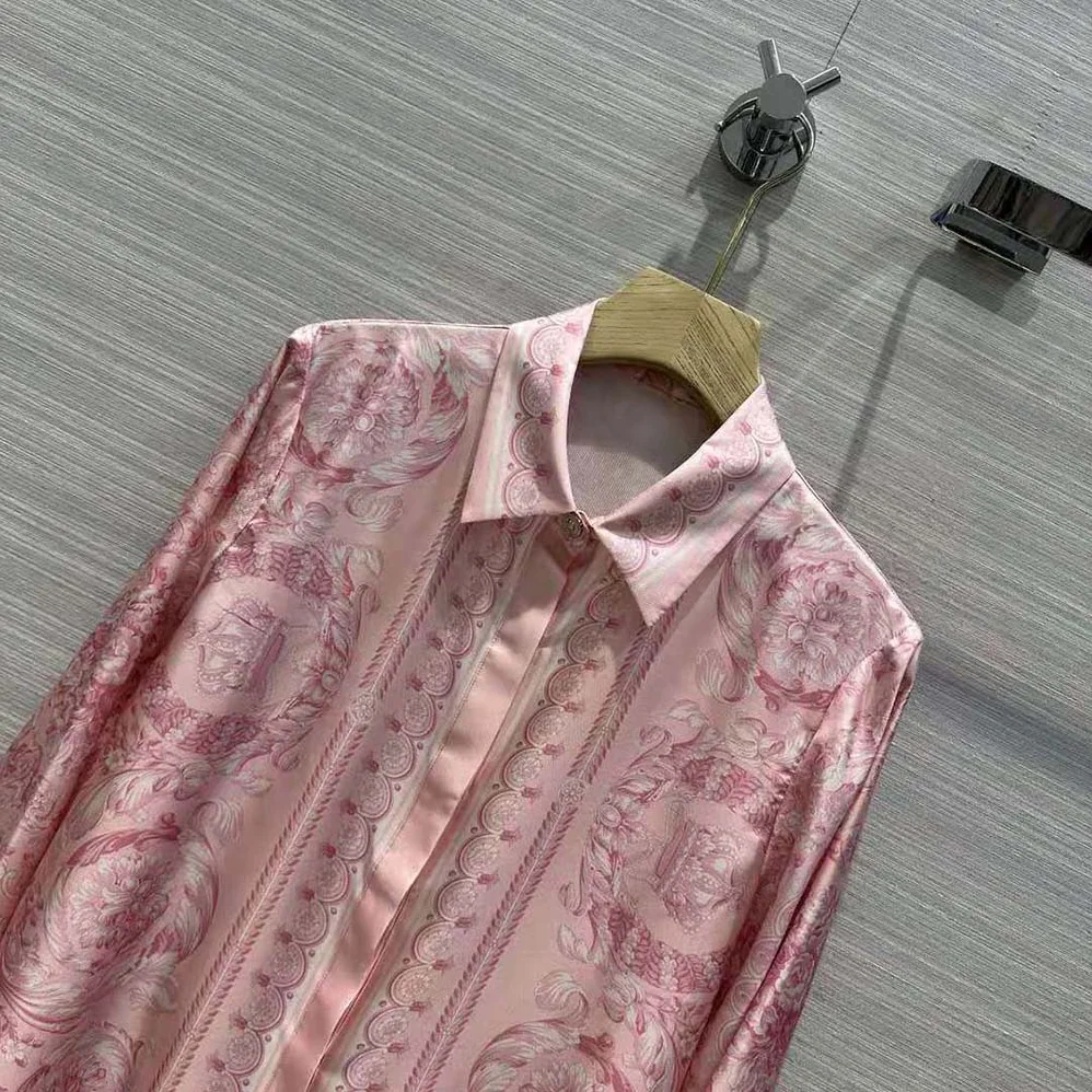 Versace Barocco Silk Shirt for Women in Pink Versace Barocco Silk Shirt for Women in Pink