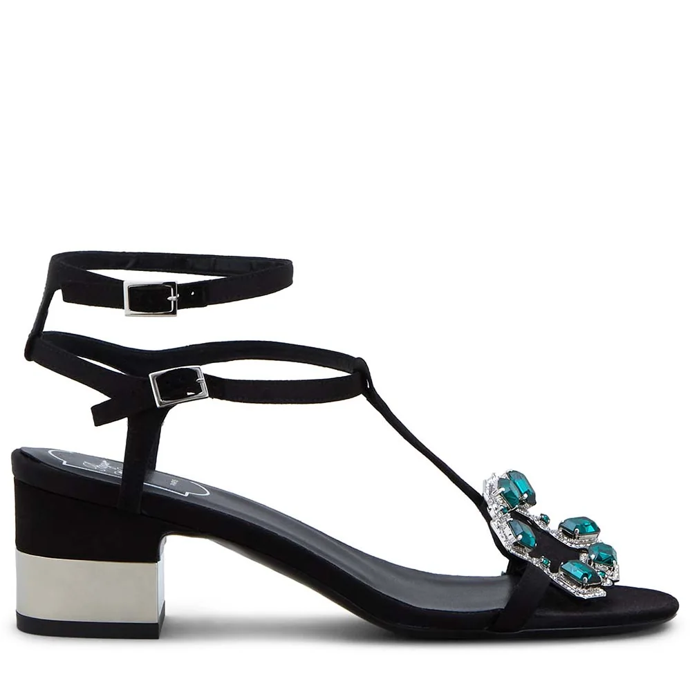 Roger Vivier Podium Crown Jewels Sandals 5cm Heel for Women in Black Roger Vivier Podium Crown Jewels Sandals 5cm Heel for Women in Black