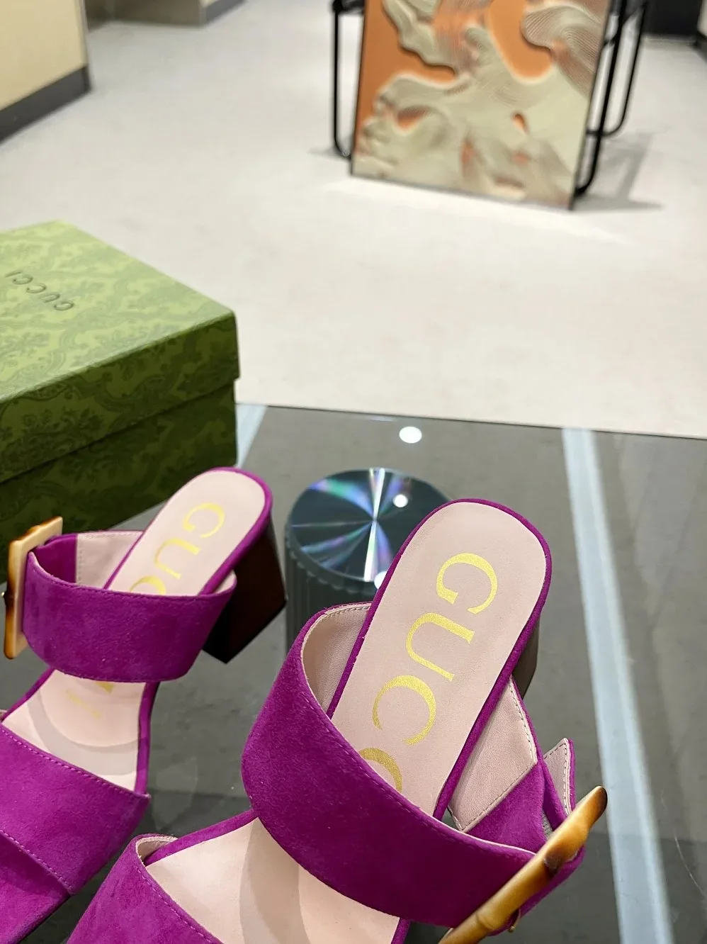 Gucci Sandal With Bamboo Buckle Purple for Women Gucci Sandal With Bamboo Buckle Purple for Women