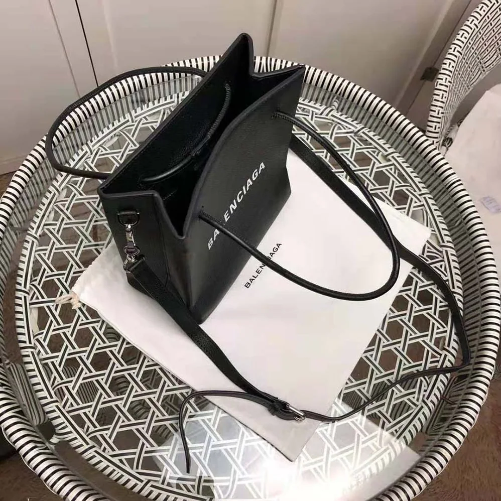 Balenciaga Shopping XXS North South Tote Bag in Squared Calfskin Bag for Women in Black