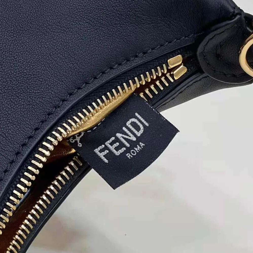Fendi Nano Fendigraphy Black Leather Charm for Women Fendi Nano Fendigraphy Black Leather Charm for Women