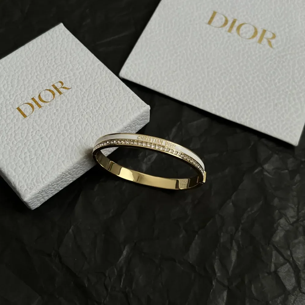 Dior Night Code Bangle Gold-Finish Metal White Crystals and White Lacquer for Women Dior Night Code Bangle Gold-Finish Metal White Crystals and White Lacquer for Women